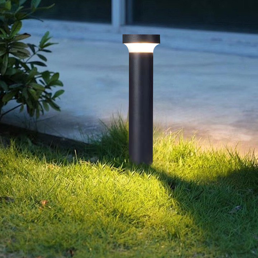 Minimalist Metal Acrylic Cylinder Black Outdoor Path Light