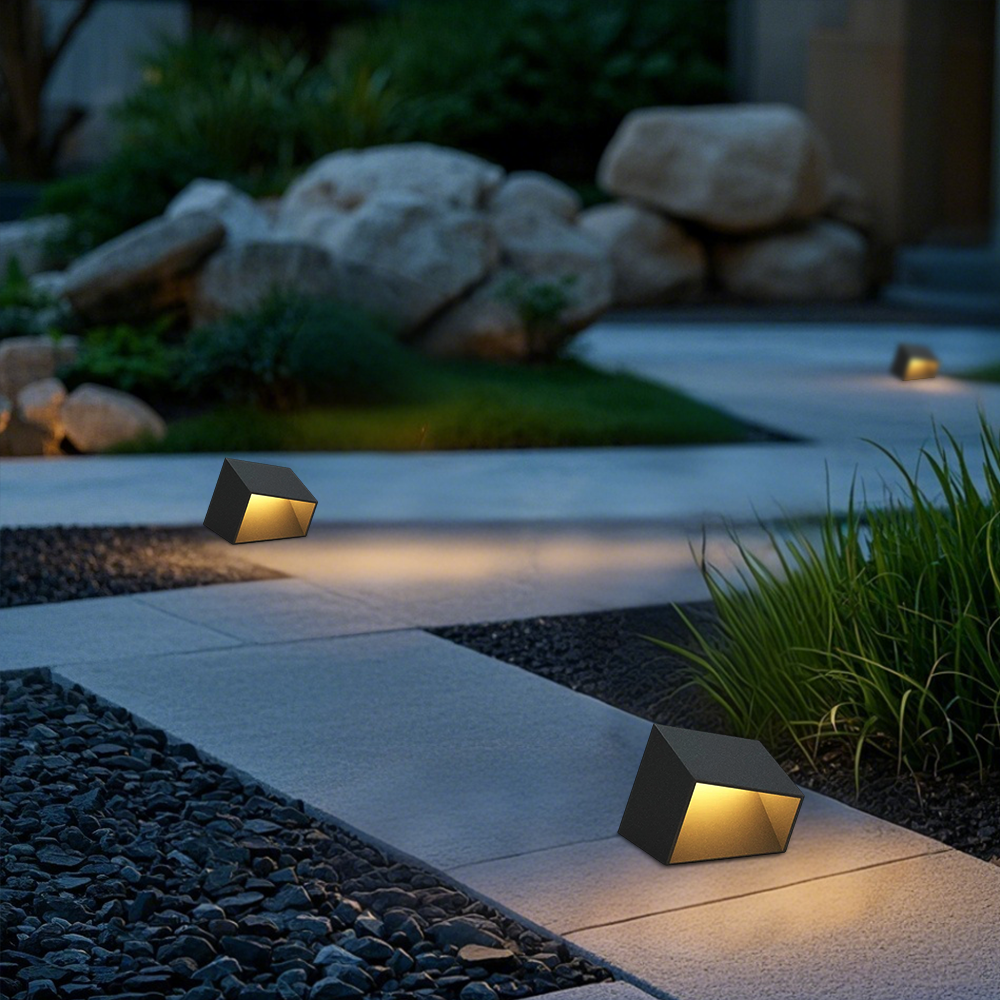 Modern Metal/Acrylic Irregular Black Ground Light Outdoor