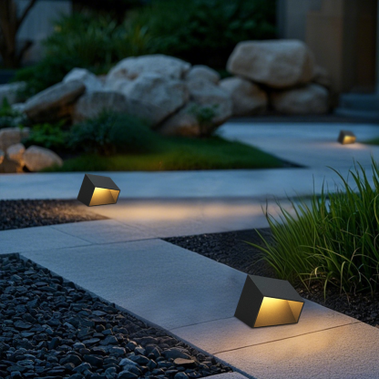 Modern Metal/Acrylic Irregular Black Ground Light Outdoor