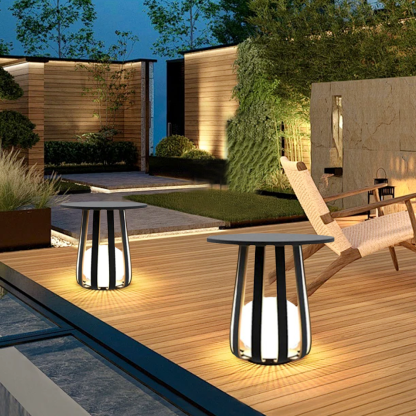 Modern Metal Table Shaped Black Outdoor Floor Lamp Courtyard