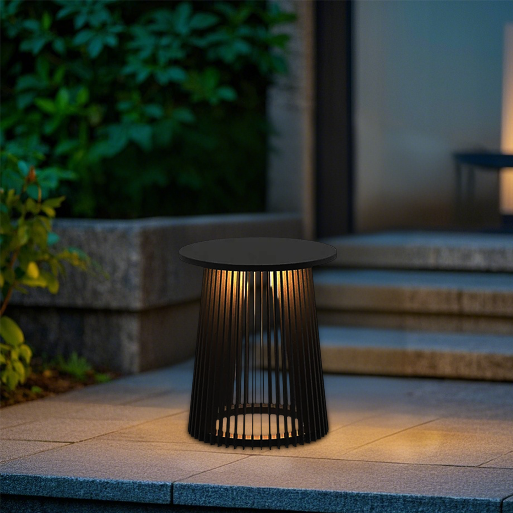 Modern Metal/Acrylic Cylindrical Black Outdoor Floor Lamp