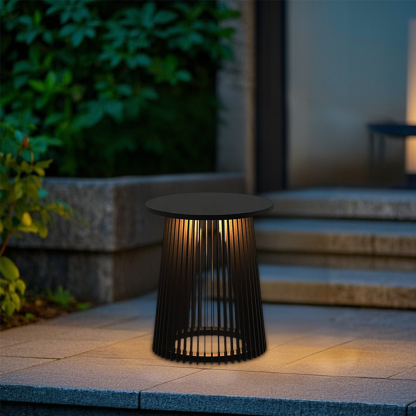 Modern Metal/Acrylic Cylindrical Black Outdoor Floor Lamp