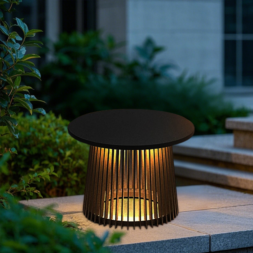 Modern Metal/Acrylic Cylindrical Black Outdoor Floor Lamp