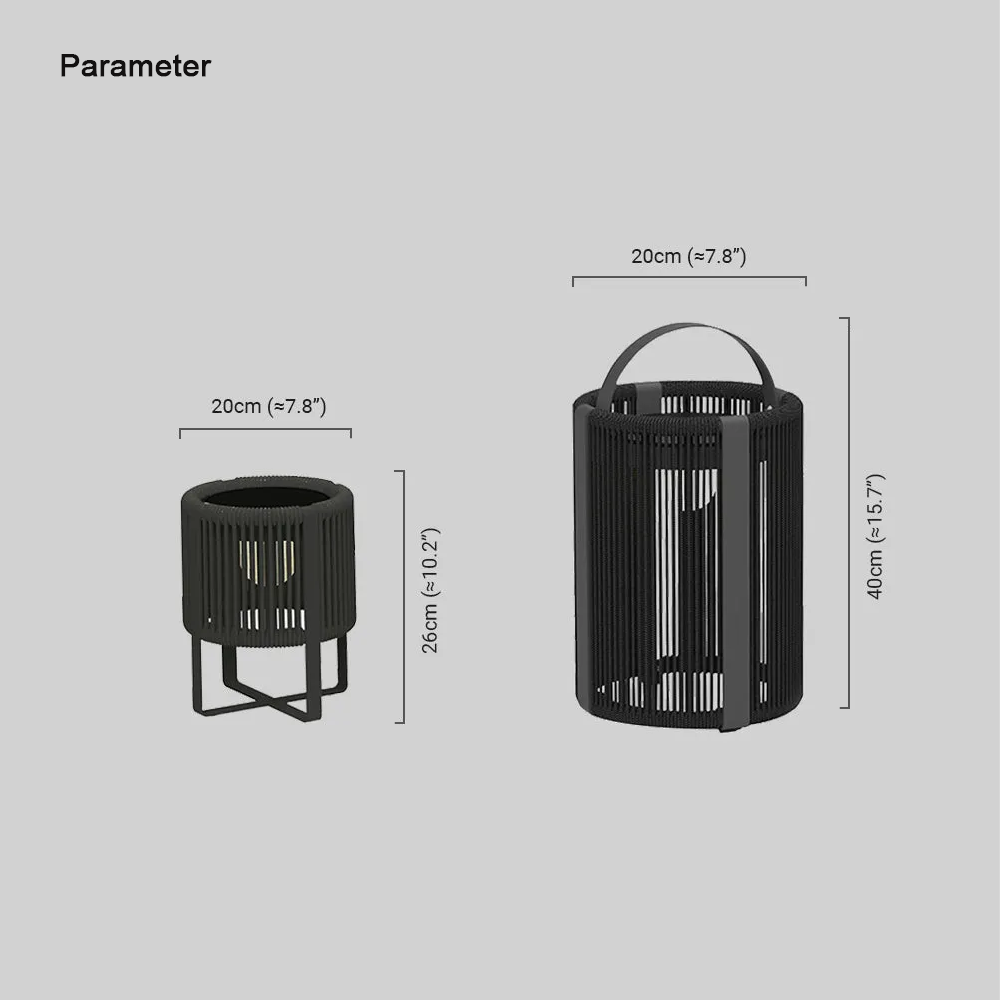 Modern Metal Fiber Lantern Black Floor Lamp Outdoor