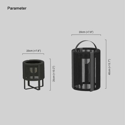 Modern Metal Fiber Lantern Black Floor Lamp Outdoor