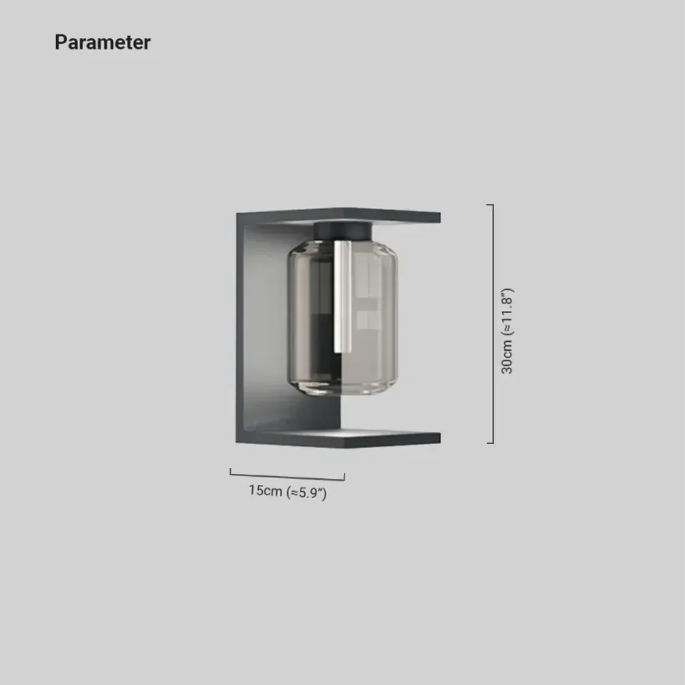 Industrial Metal Glass Lantern Outdoor Wall Lamp Black/Grey