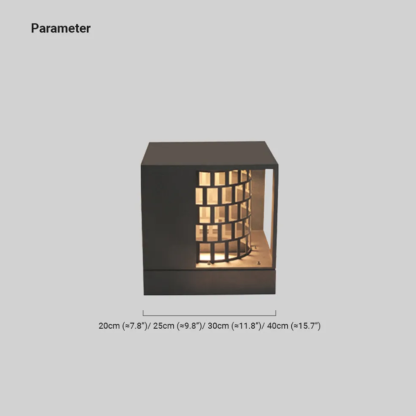 Designer Metal Acrylic Square Black Outdoor Pillar Light Outdoor