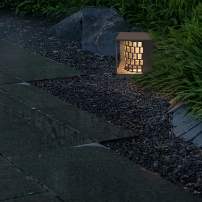 Designer Metal Acrylic Square Black Outdoor Pillar Light Outdoor