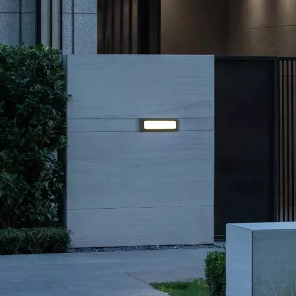 Minimalist Metal Rectangular Grey Outdoor Pathway Light Garden