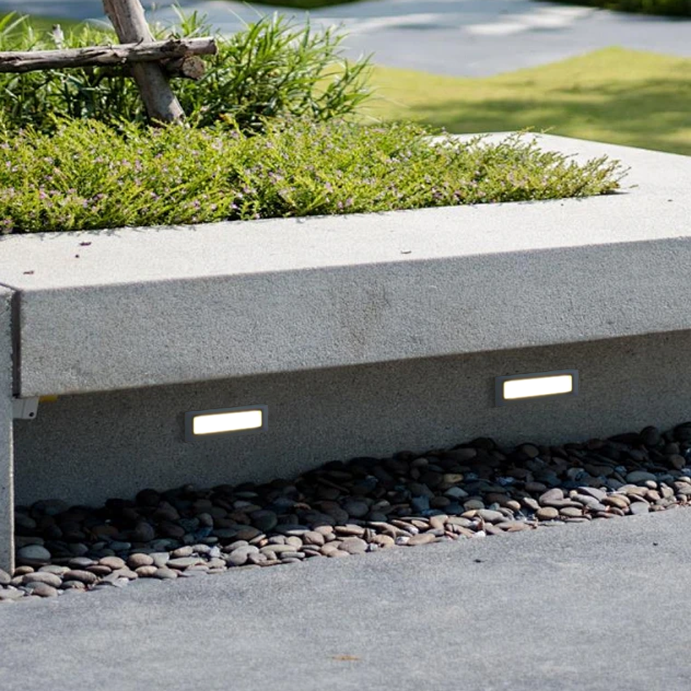 Minimalist Metal Rectangular Grey Outdoor Pathway Light Garden