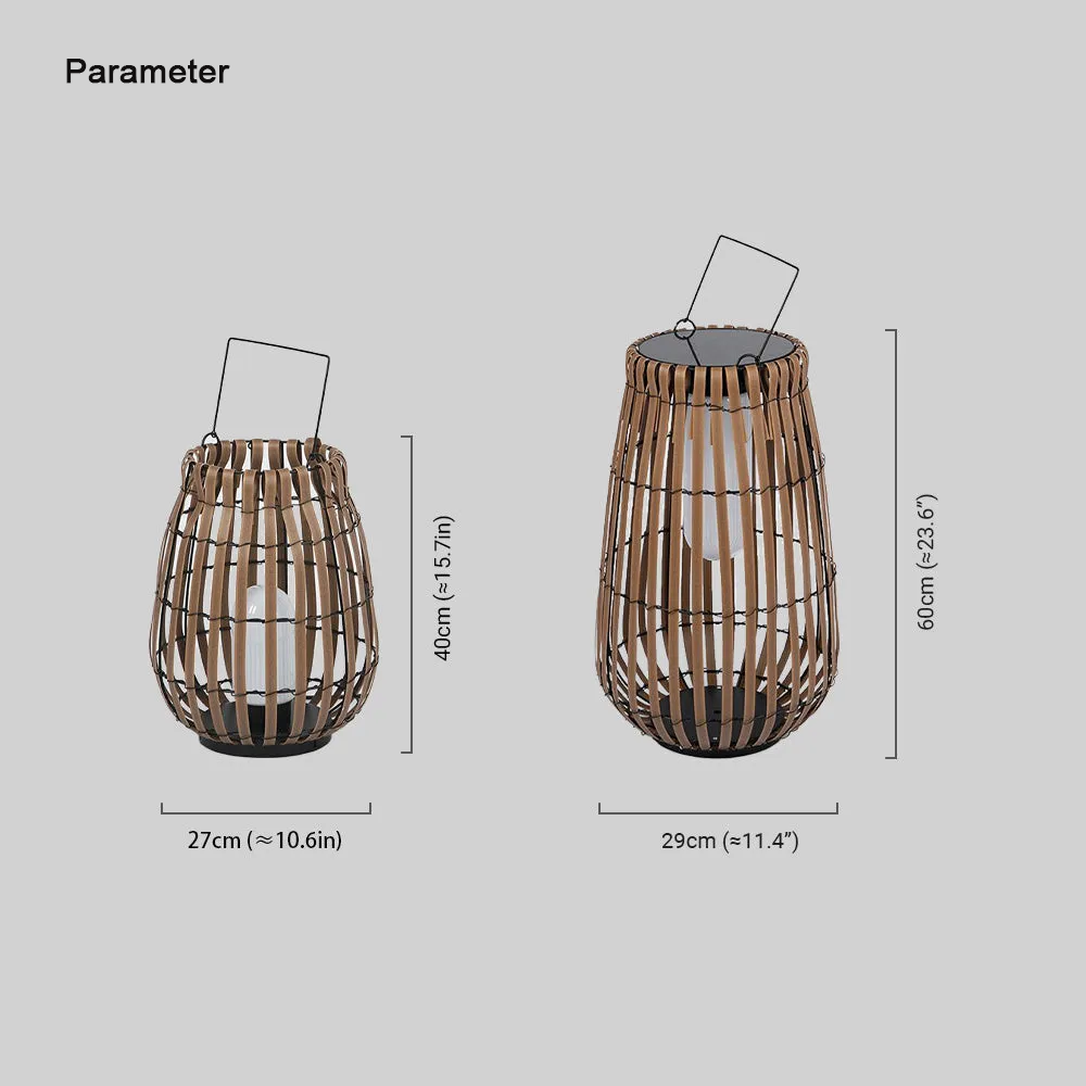 Rustic Bamboo Metal Lantern Brown Floor Lamp Gardern