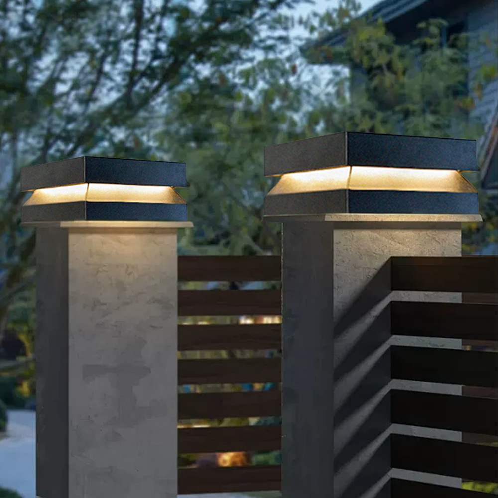 Modern Metal Rectangular Balcony Outdoor Pathway Light, Black