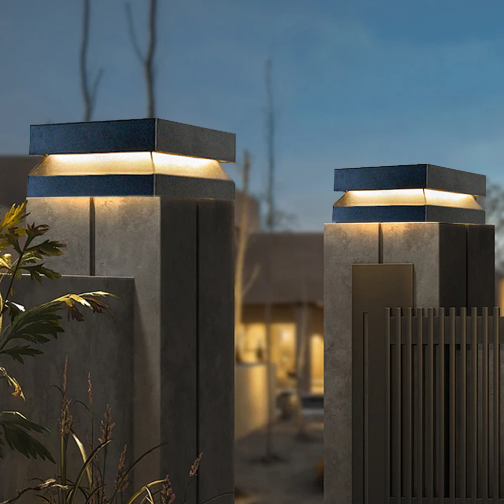 Modern Metal Rectangular Balcony Outdoor Pathway Light, Black