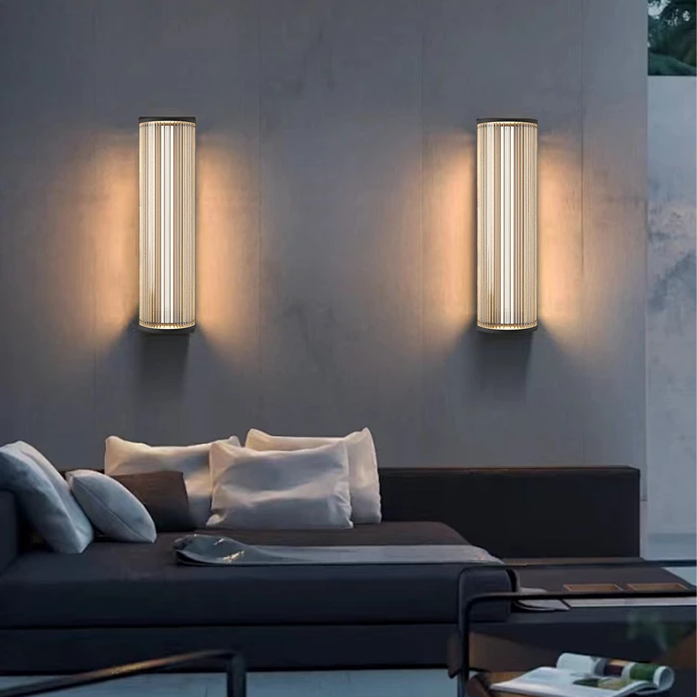 Modern Metal/Acrylic Cylindrical Black Wall Lamp Garden