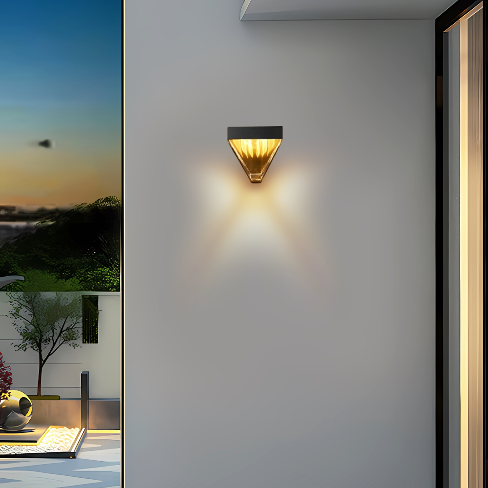 Modern Metal Crystal Diamond Black/Gold Wall Lamp Outdoor
