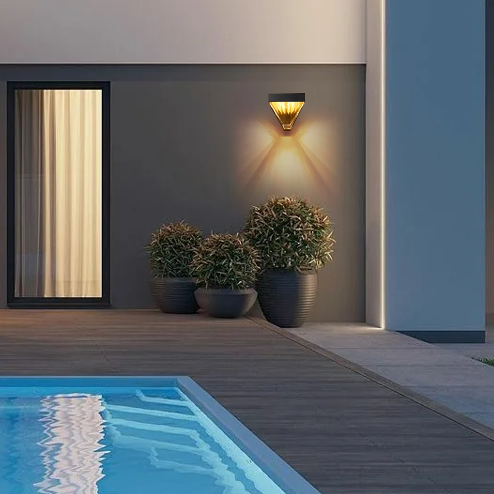 Modern Metal Crystal Diamond Black/Gold Wall Lamp Outdoor