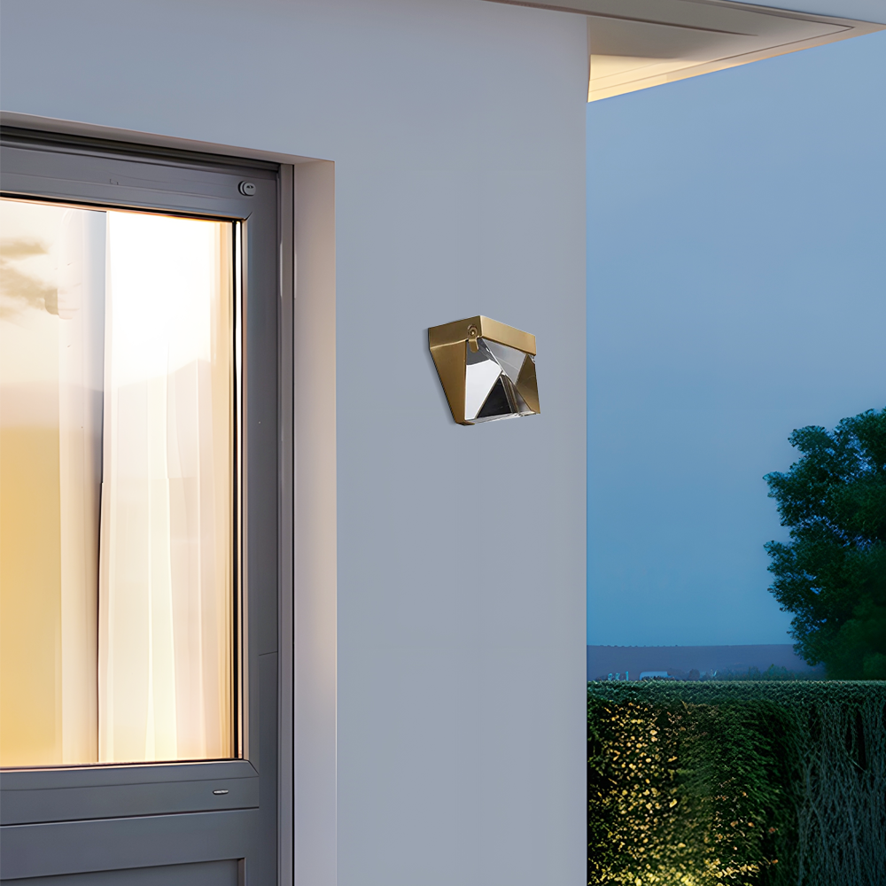 Modern Metal Crystal Diamond Black/Gold Wall Lamp Outdoor