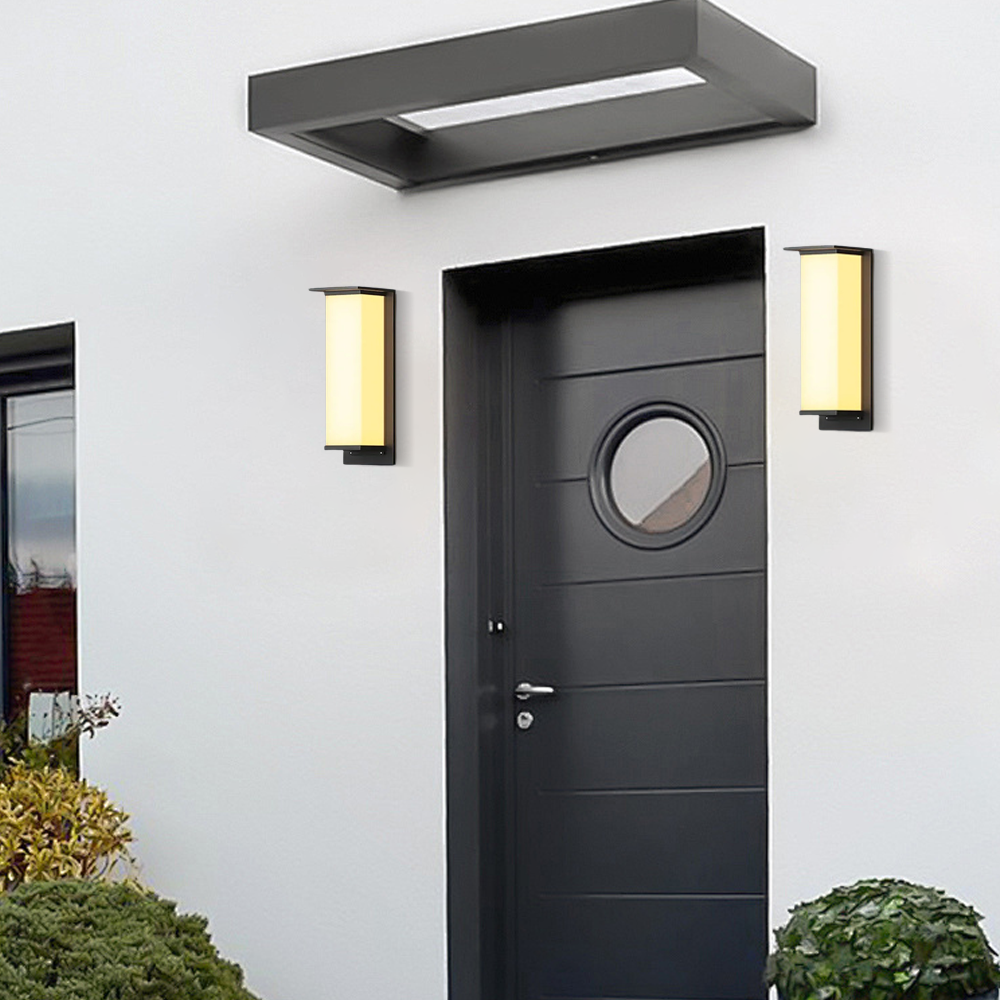 Modern Metal Acrylic Rectangular Black Outdoor Wall Lamp