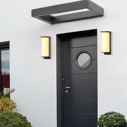 Modern Metal Acrylic Rectangular Black Outdoor Wall Lamp