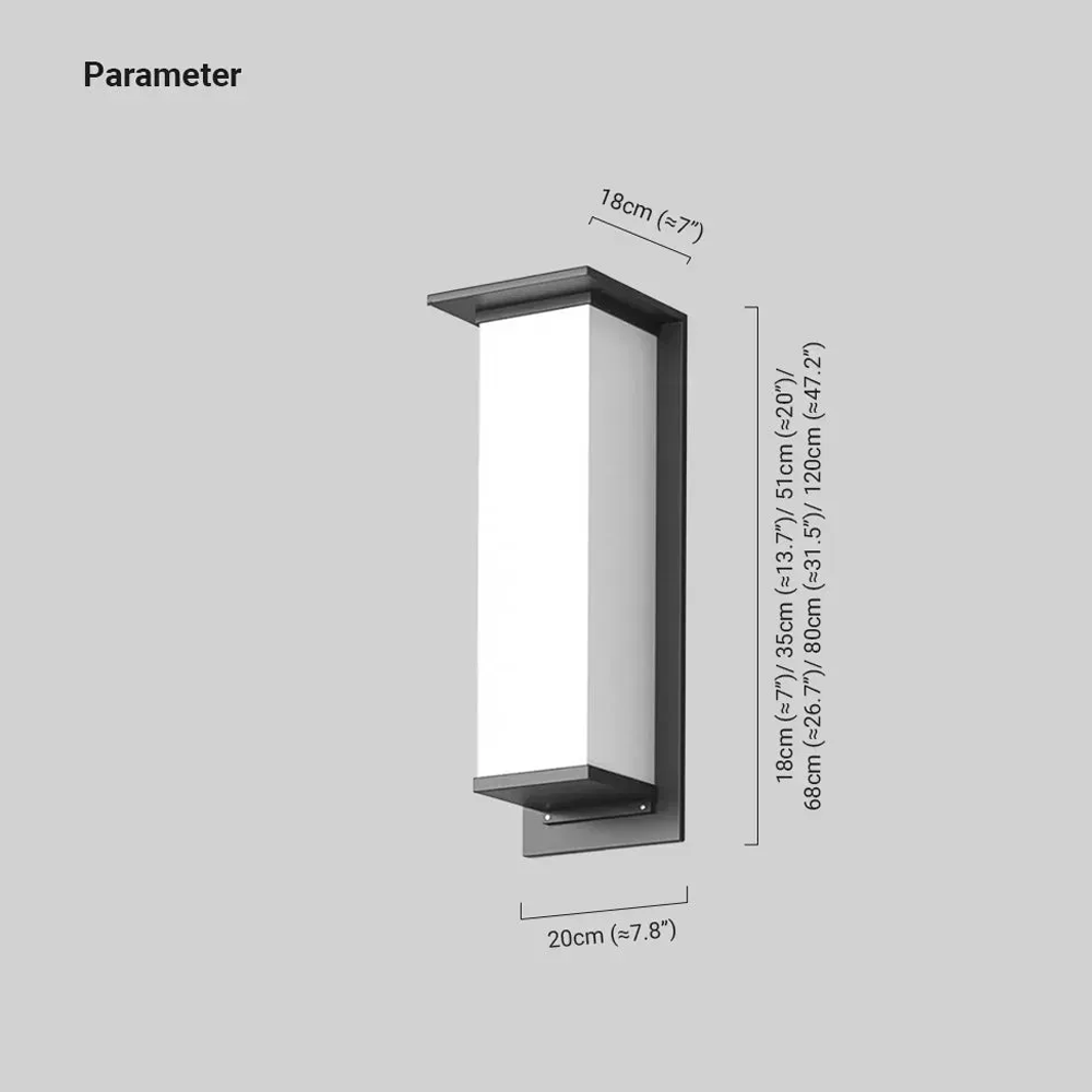 Modern Metal Acrylic Rectangular Black Outdoor Wall Lamp