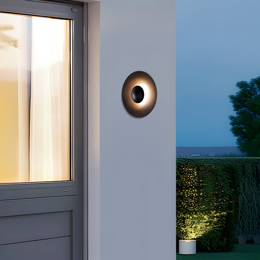 Vintage Metal Round Black White Wall Lamp Outdoor