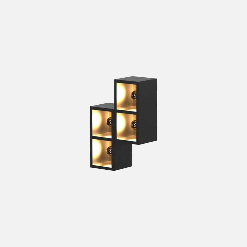 Industrial Metal Glass Cube Outdoor Wall Lamp Black