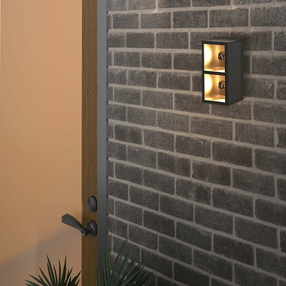 Industrial Metal Glass Cube Outdoor Wall Lamp Black