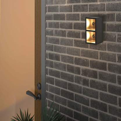 Industrial Metal Glass Cube Outdoor Wall Lamp Black