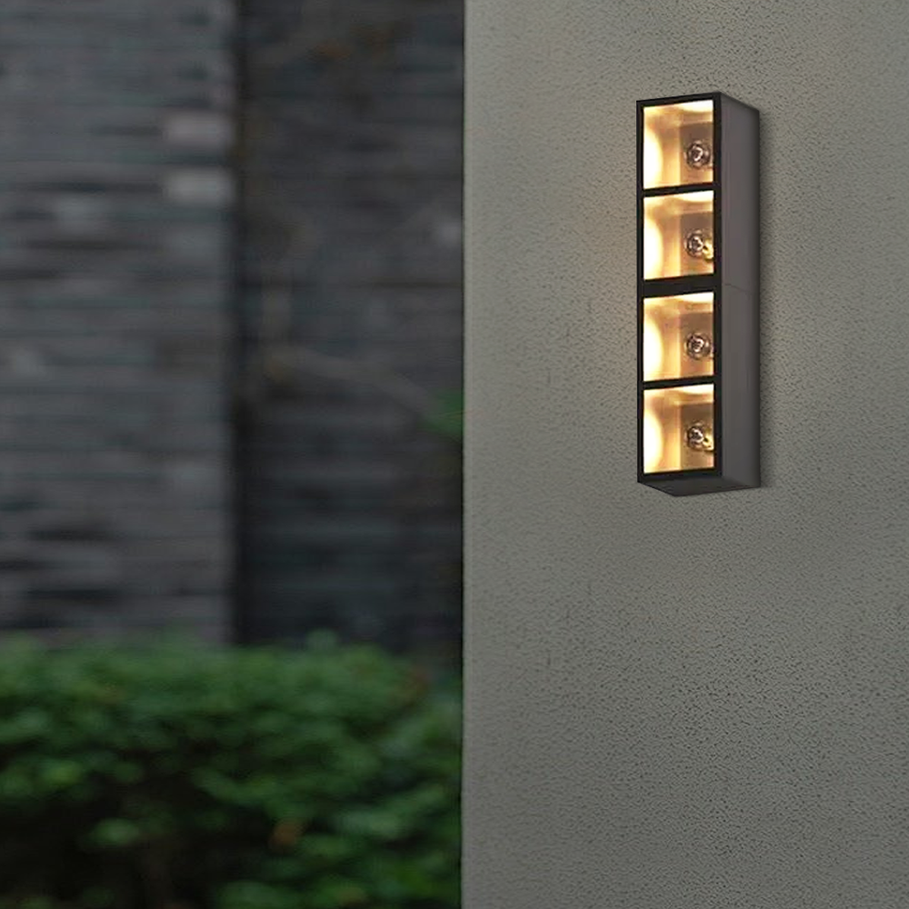 Industrial Metal Glass Cube Outdoor Wall Lamp Black