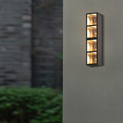 Industrial Metal Glass Cube Outdoor Wall Lamp Black