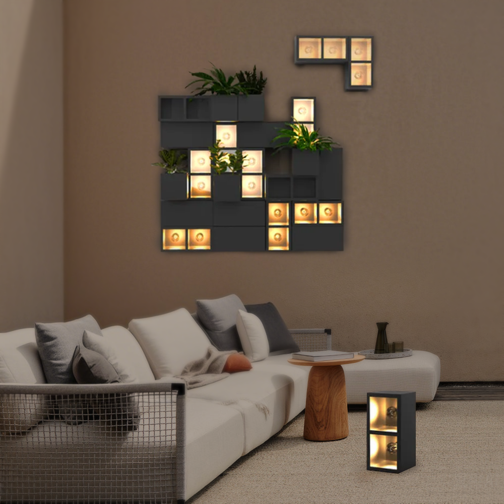 Industrial Metal Glass Cube Outdoor Wall Lamp Black