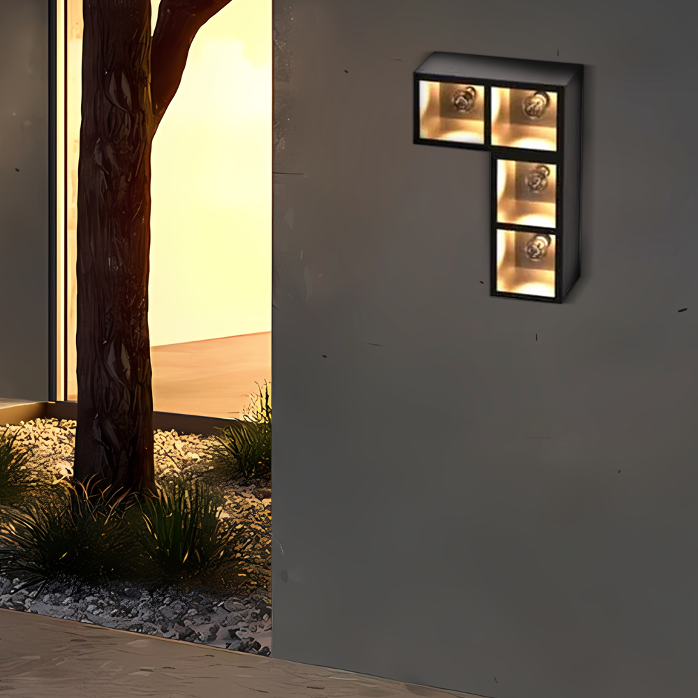 Industrial Metal Glass Cube Outdoor Wall Lamp Black