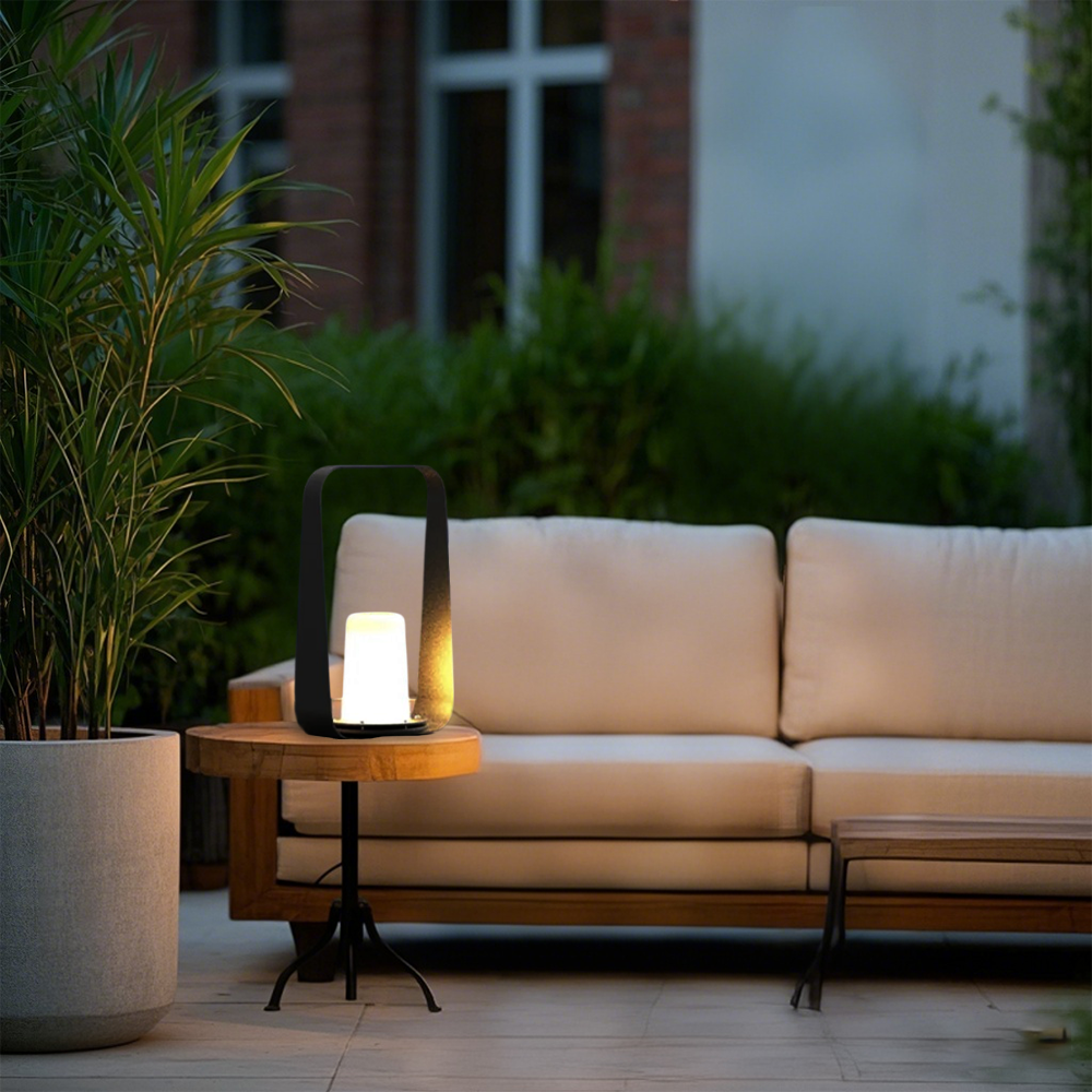 Modern Acrylic Geometric Outdoor Grey/Brown Floor Lamp