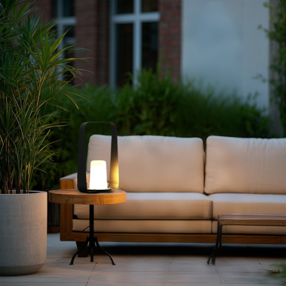 Modern Acrylic Geometric Outdoor Grey/Brown Floor Lamp