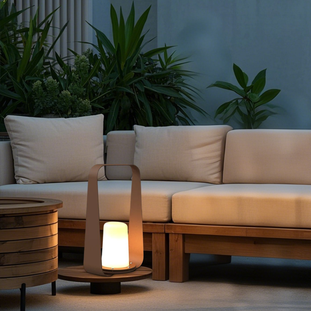 Modern Acrylic Geometric Outdoor Grey/Brown Floor Lamp