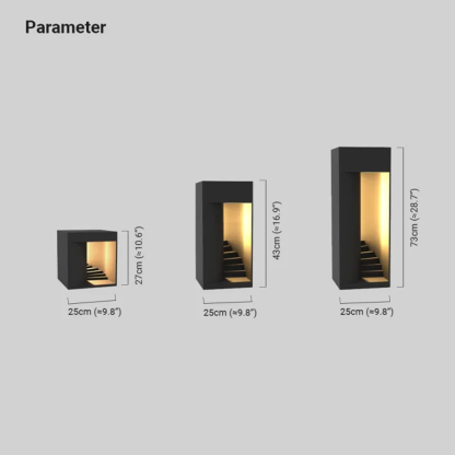 Modern Metal Rectangular Black Floor Lamp Outdoor