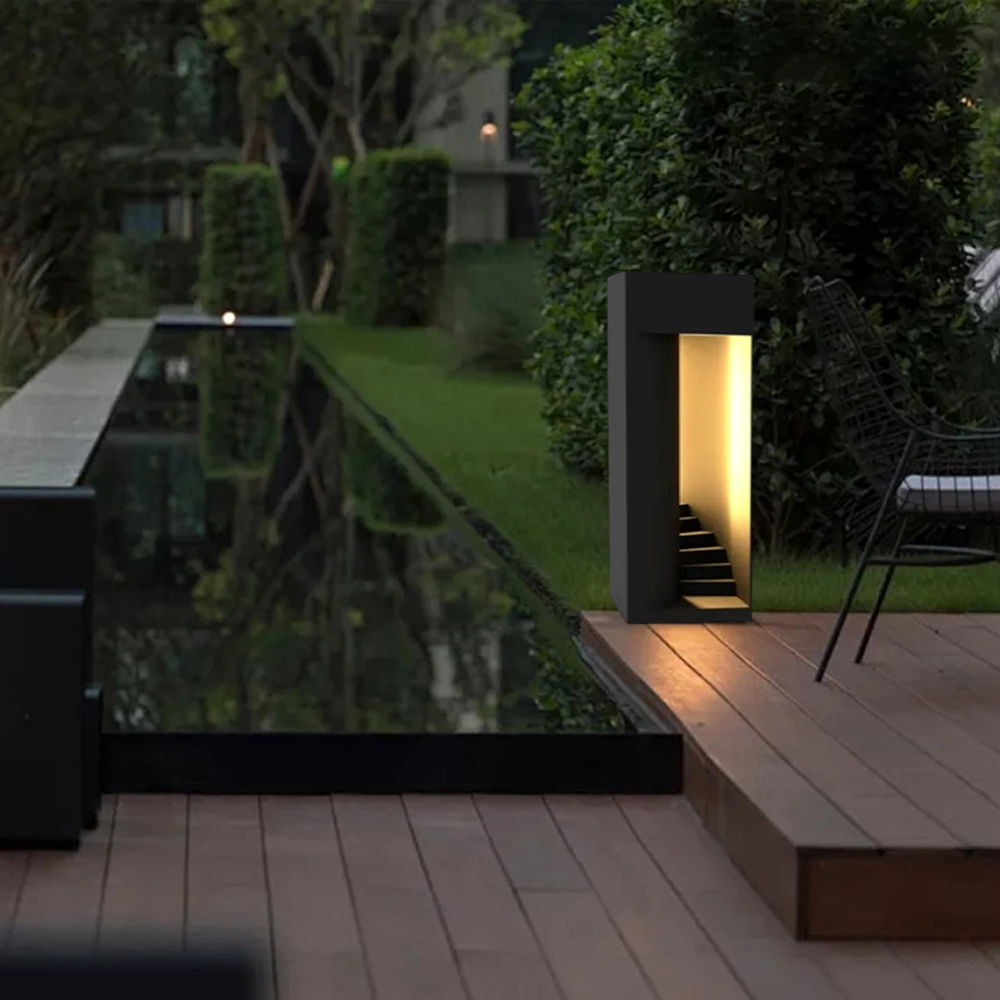 Modern Metal Rectangular Black Floor Lamp Outdoor