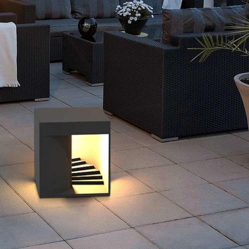Modern Metal Rectangular Black Floor Lamp Outdoor