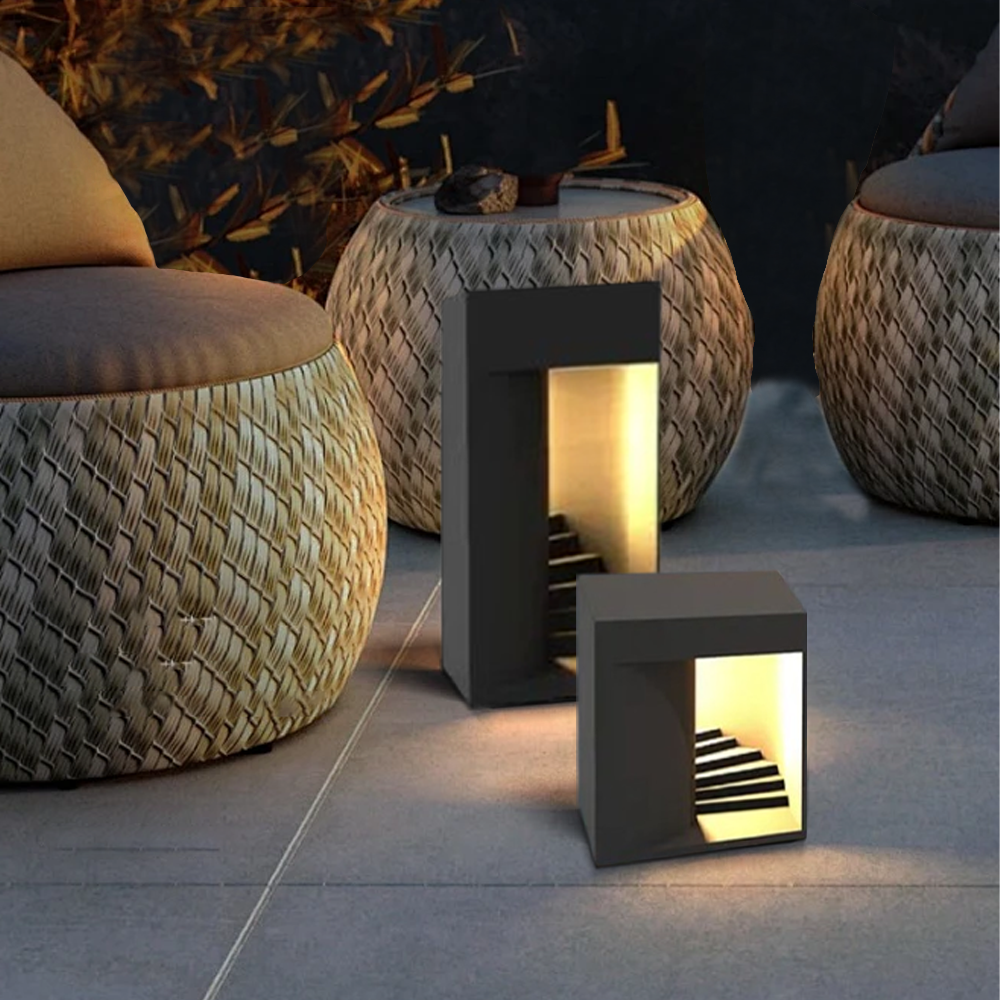 Modern Metal Rectangular Black Floor Lamp Outdoor