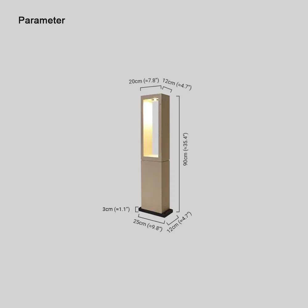 Modern Metal Stone Rectangular Grey Outdoor Path Light
