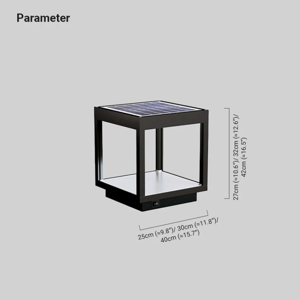 Modern Metal Rectangular Outdoor Floor Lamp Black
