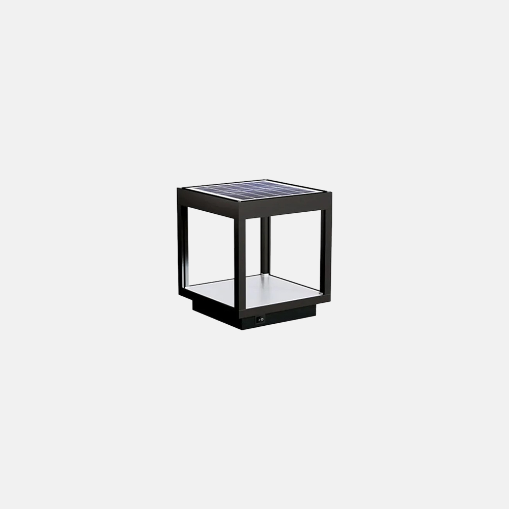 Modern Metal Rectangular Outdoor Floor Lamp Black