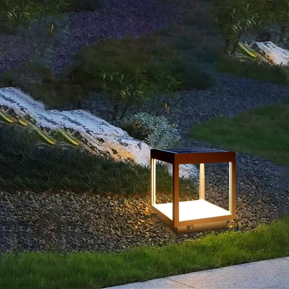Modern Metal Rectangular Outdoor Floor Lamp Black