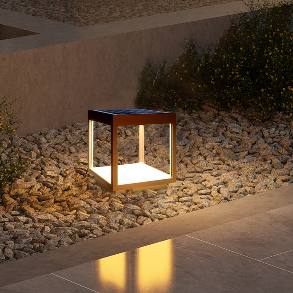 Modern Metal Rectangular Outdoor Floor Lamp Black