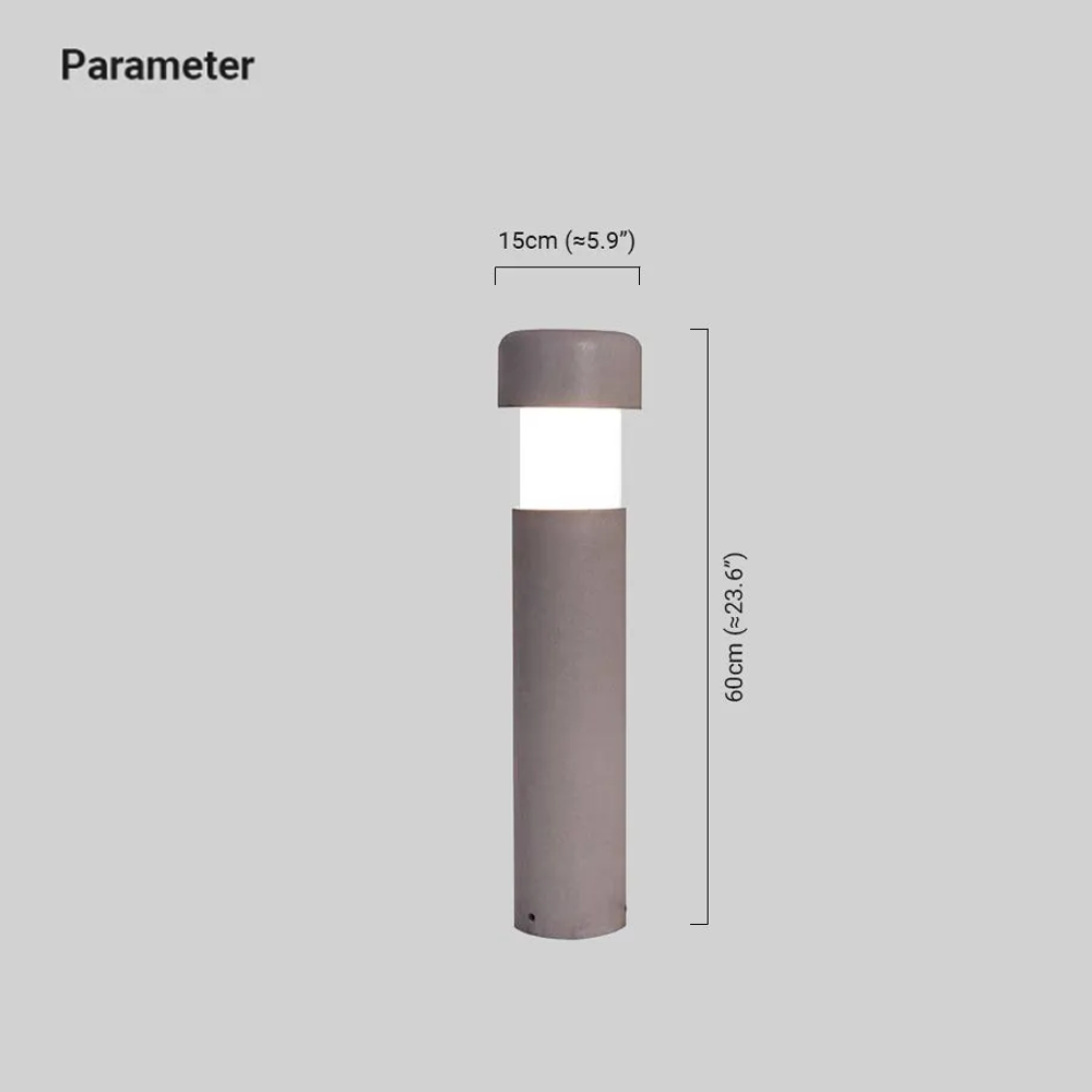 Modern Metal Stone Cylindrical Terrace Gray Outdoor Lamp