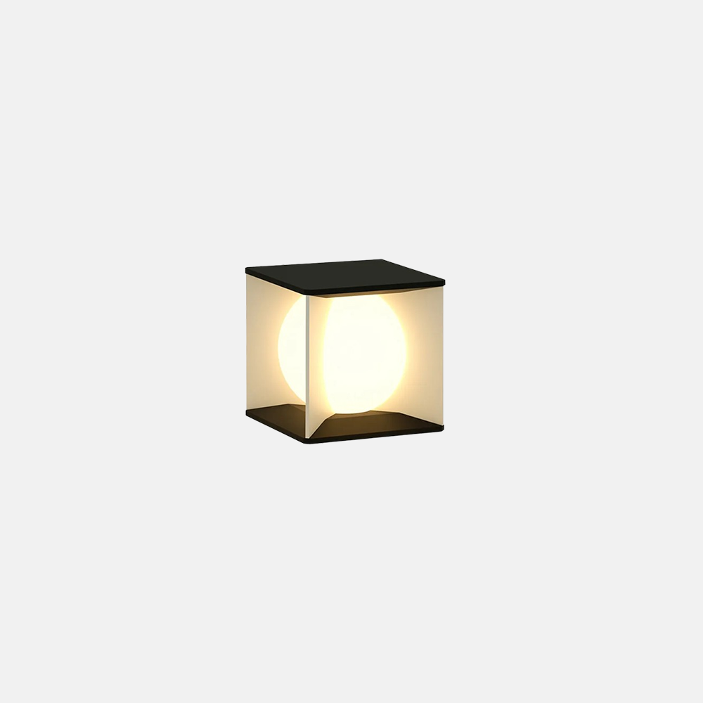 Art Deco Metal Square Black Outdoor Lamp Courtyard