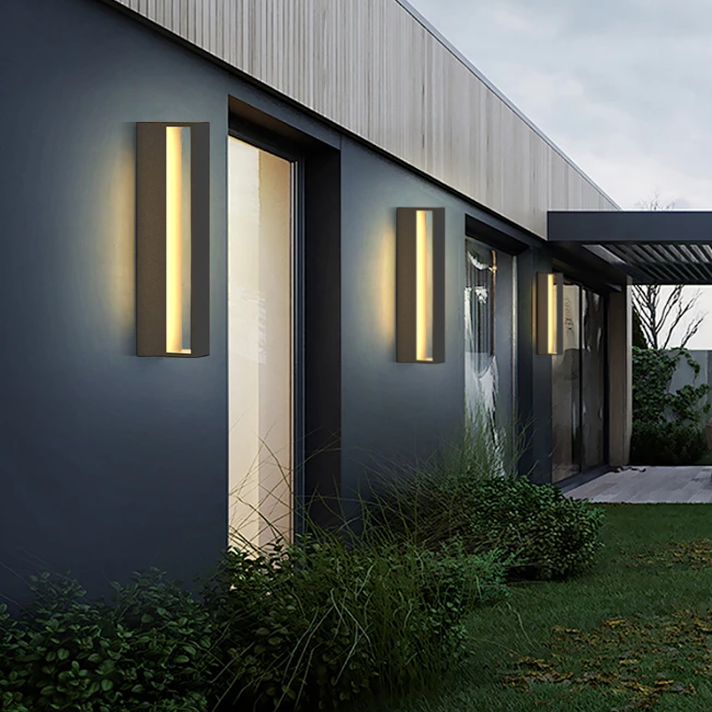 Modern Metal/Acrylic Rectangular Black/White Wall Lamp Outdoor