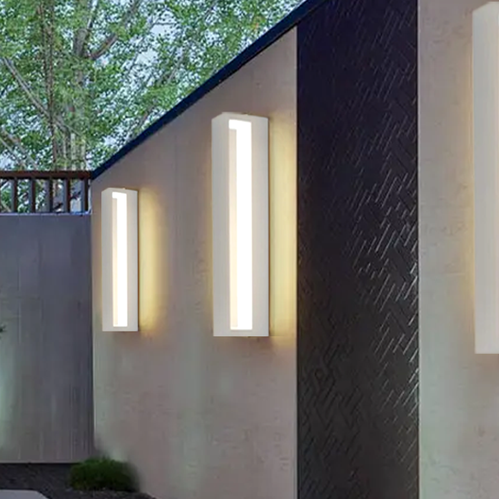 Modern Metal/Acrylic Rectangular Black/White Wall Lamp Outdoor