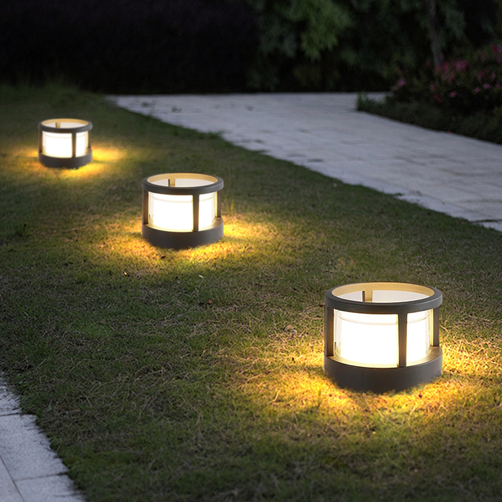 Industrial Metal Cylindrical Gray Outdoor Lamp Garden