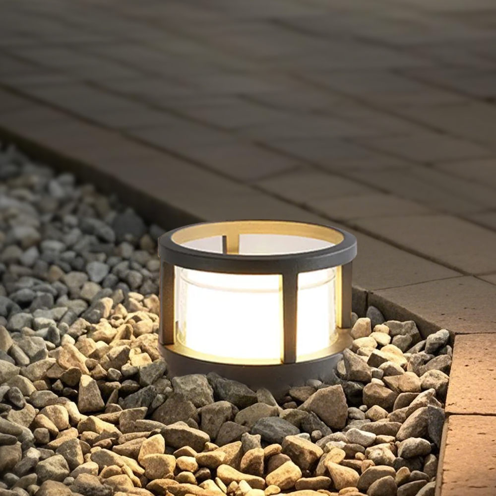 Industrial Metal Cylindrical Gray Outdoor Lamp Garden